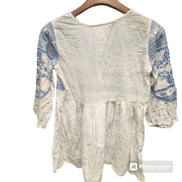 Anthropologie Mermaid Meadowbrook White Blouse Embroidered Top Sz XS - Picture 3 of 10